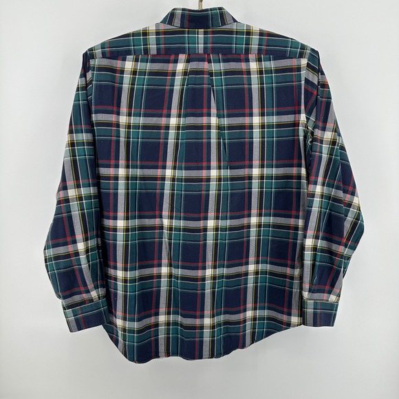 Ralph Lauren Classic Fit Plaid Button Down Shirt Men's Large Navy Green Red Pony - Picture 9 of 9